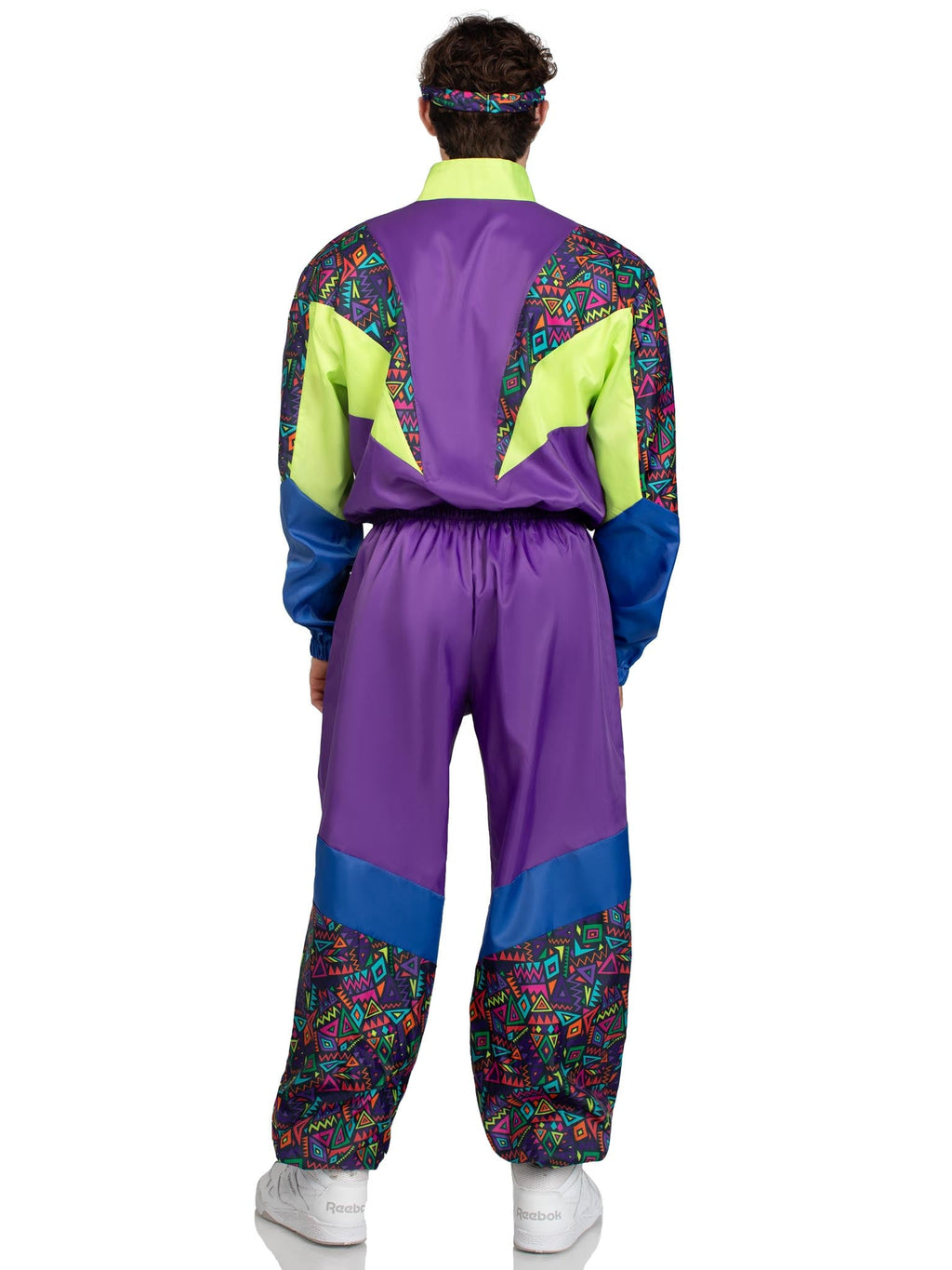 Men’s 2 PC Retro 80s Tracksuit Costume, Includes Zip-Up Tracksuit and Headband