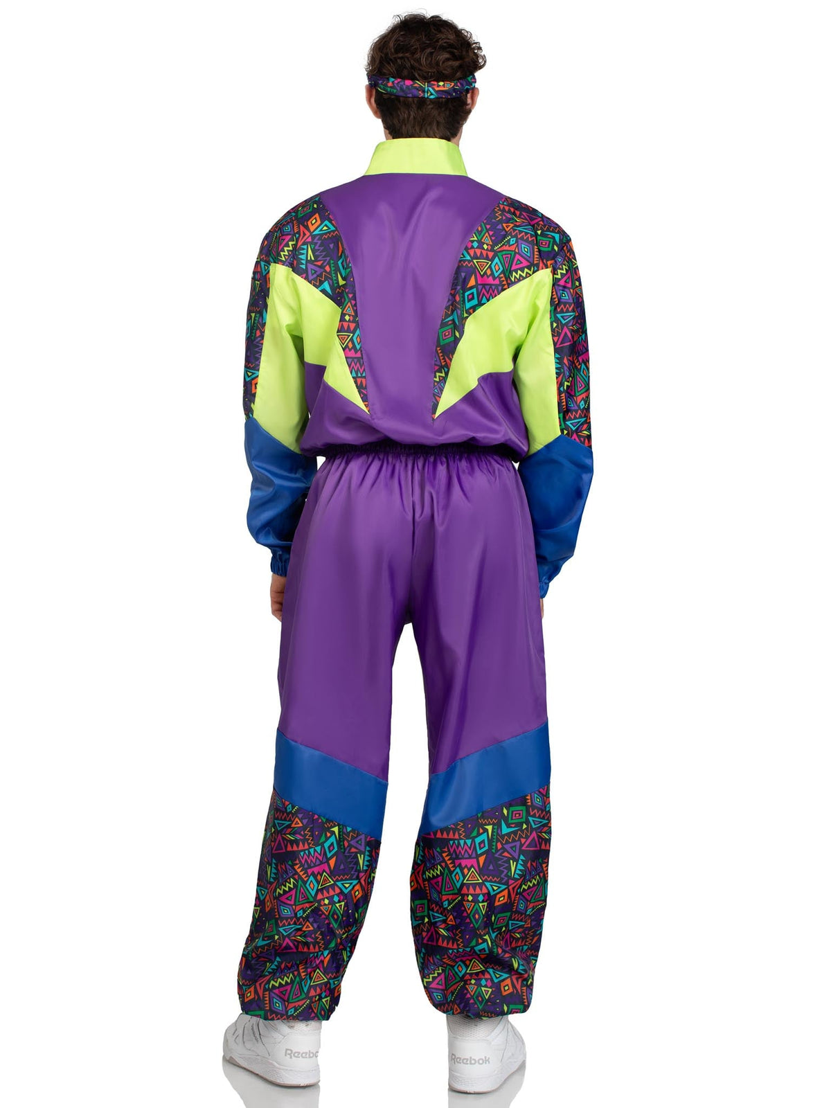 Men’s 2 PC Retro 80s Tracksuit Costume, Includes Zip-Up Tracksuit and Headband