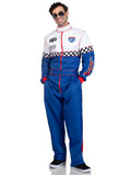 Men’s 1 PC Speedway Racer Costume, Includes Jumpsuit with Pockets, Two-Way Zipper, and Patch Accents