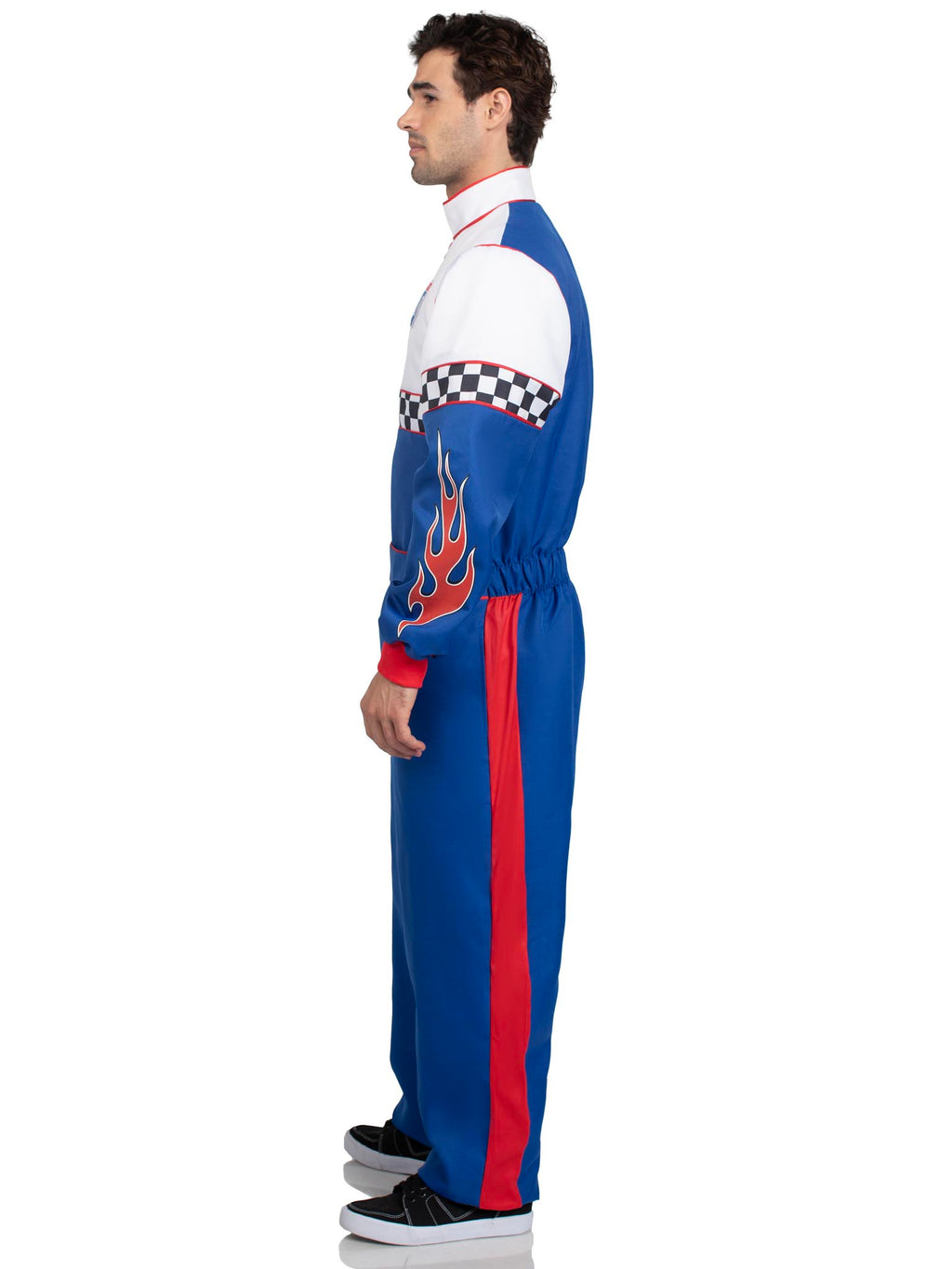 Men’s 1 PC Speedway Racer Costume, Includes Jumpsuit with Pockets, Two-Way Zipper, and Patch Accents