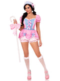 3 PC Bo Peep Sweetie Costume, Includes Dotted Bloomer Romper with Bow Accents, Pin-On Back Bow, and Head Piece