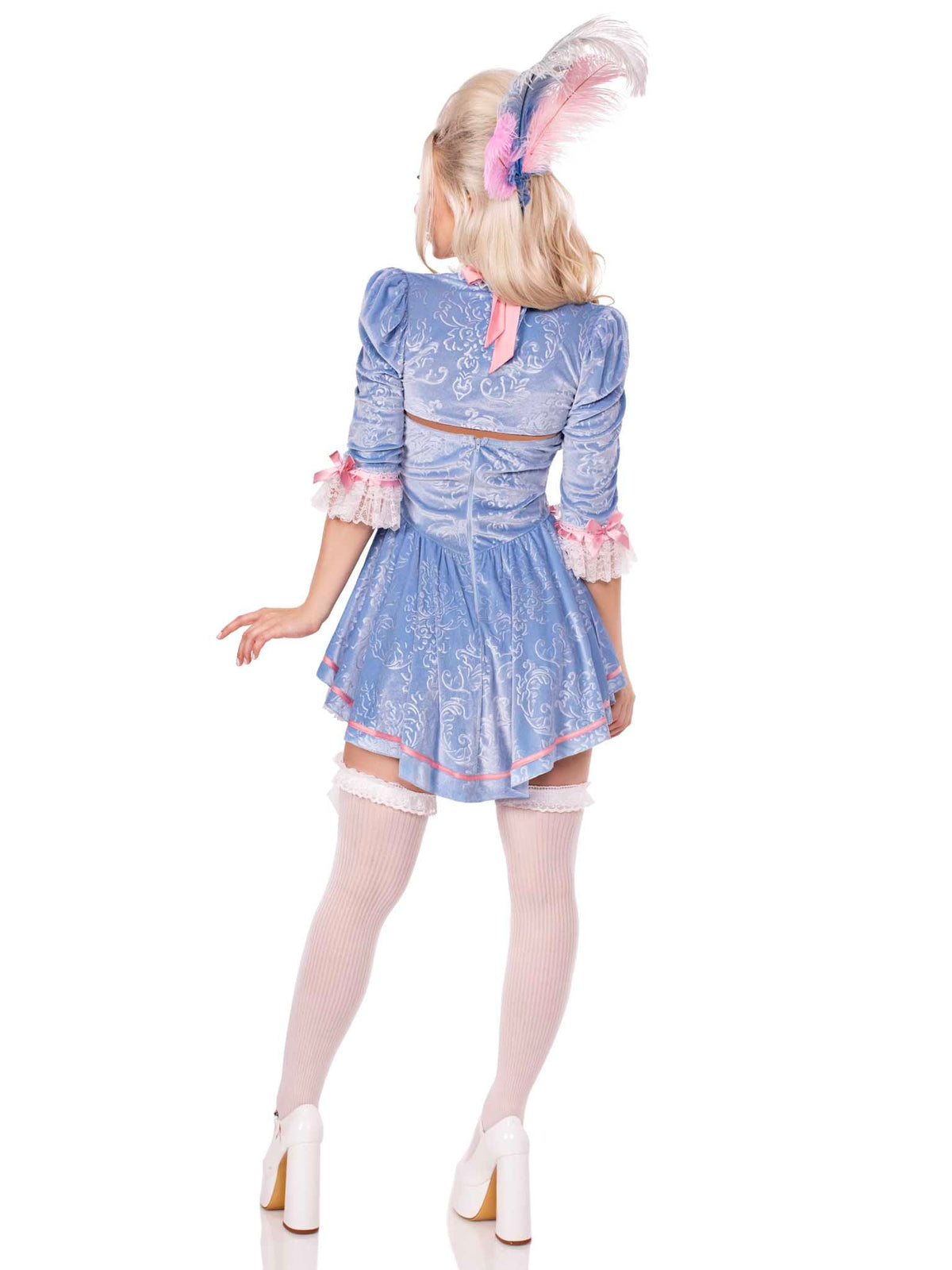 2 PC Marie Antoinette Costume, Includes Ruffle Trimmed Velvet and Lace Dress with Bow Accents and Shrug
