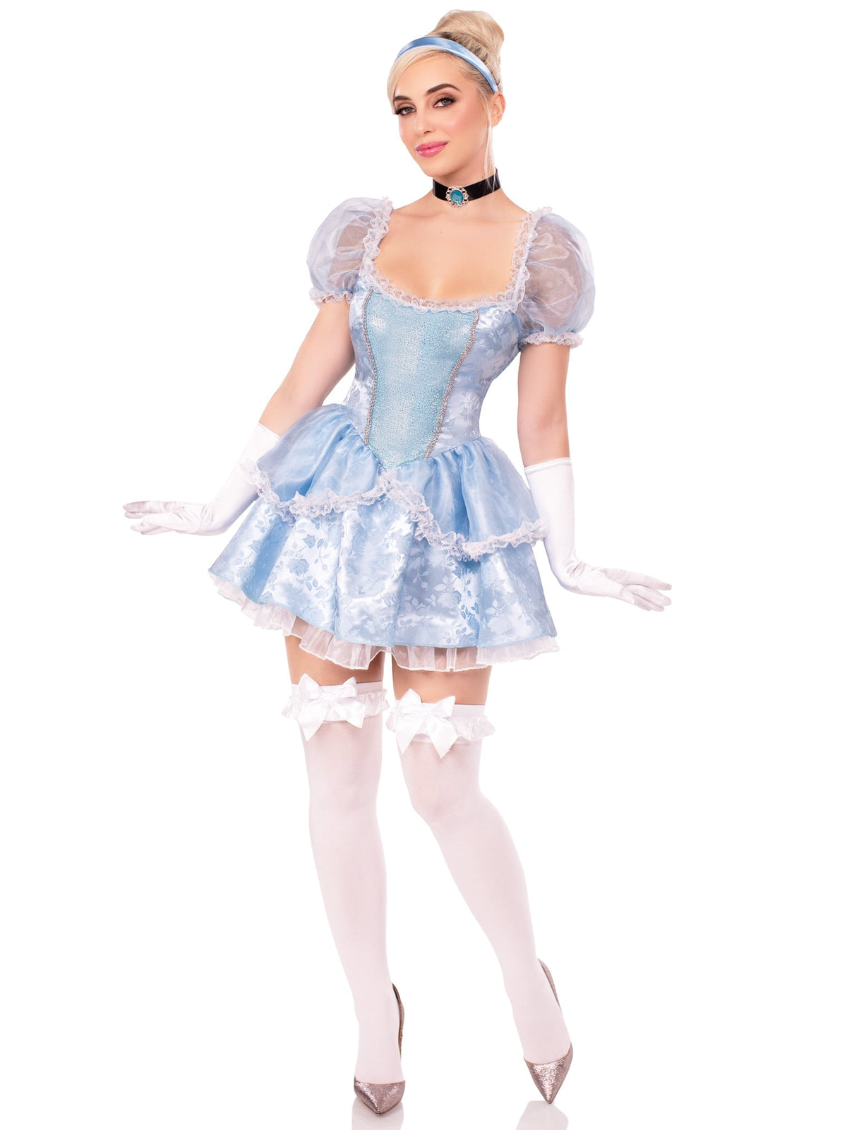 3 PC Ballroom Babe Costume, Includes Lace Trimmed Dress, Jewel Choker, and Headband