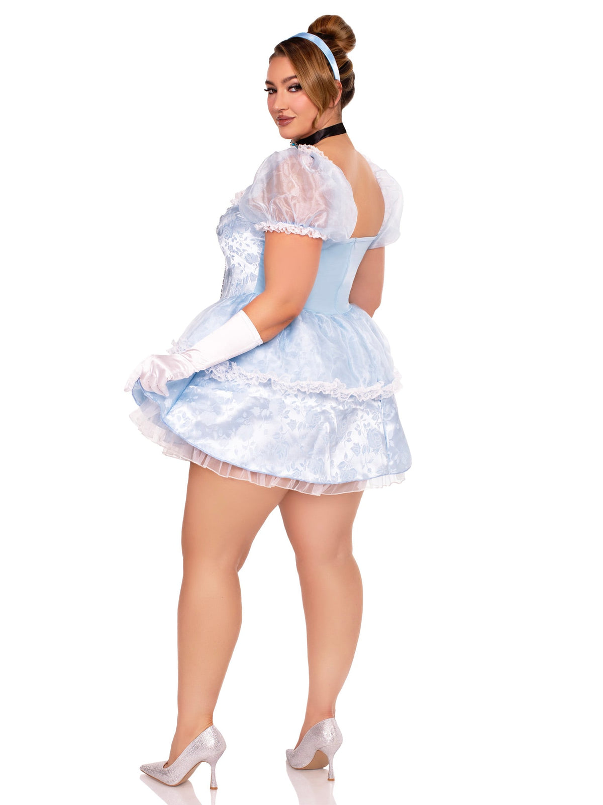 Plus Size 3 PC Ballroom Babe Costume, Includes Lace Trimmed Dress, Jewel Choker, and Headband