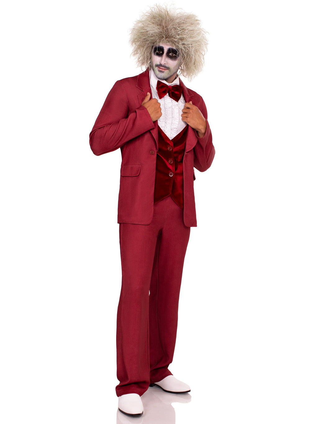 Men's 3 PC Beetle Groom Costume, Includes Jacket with Attached Velvet Vest, Dickey with Bow Tie, and Pants