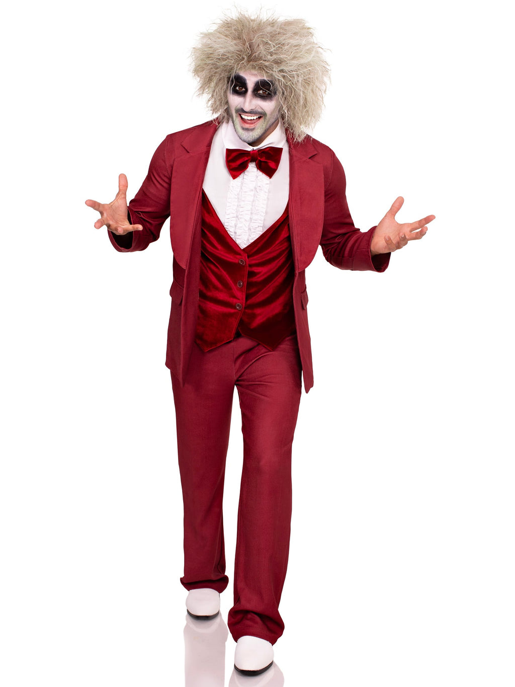 Men's 3 PC Beetle Groom Costume, Includes Jacket with Attached Velvet Vest, Dickey with Bow Tie, and Pants