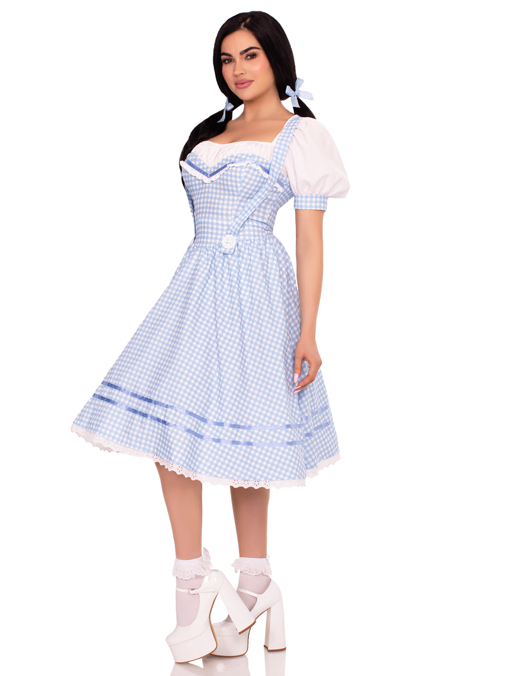 2 PC Kansas Sweetie Costume, Includes Eyelet Trimmed Gingham Dress with Sweetheart Bodice and (2) Matching Hair Ties
