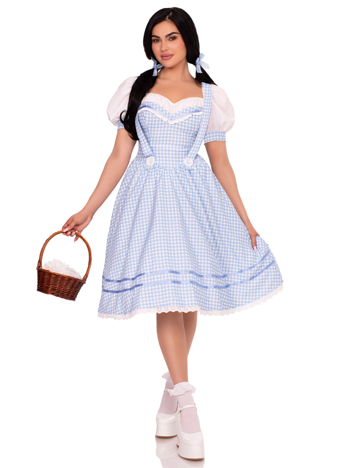 2 PC Kansas Sweetie Costume, Includes Eyelet Trimmed Gingham Dress with Sweetheart Bodice and (2) Matching Hair Ties