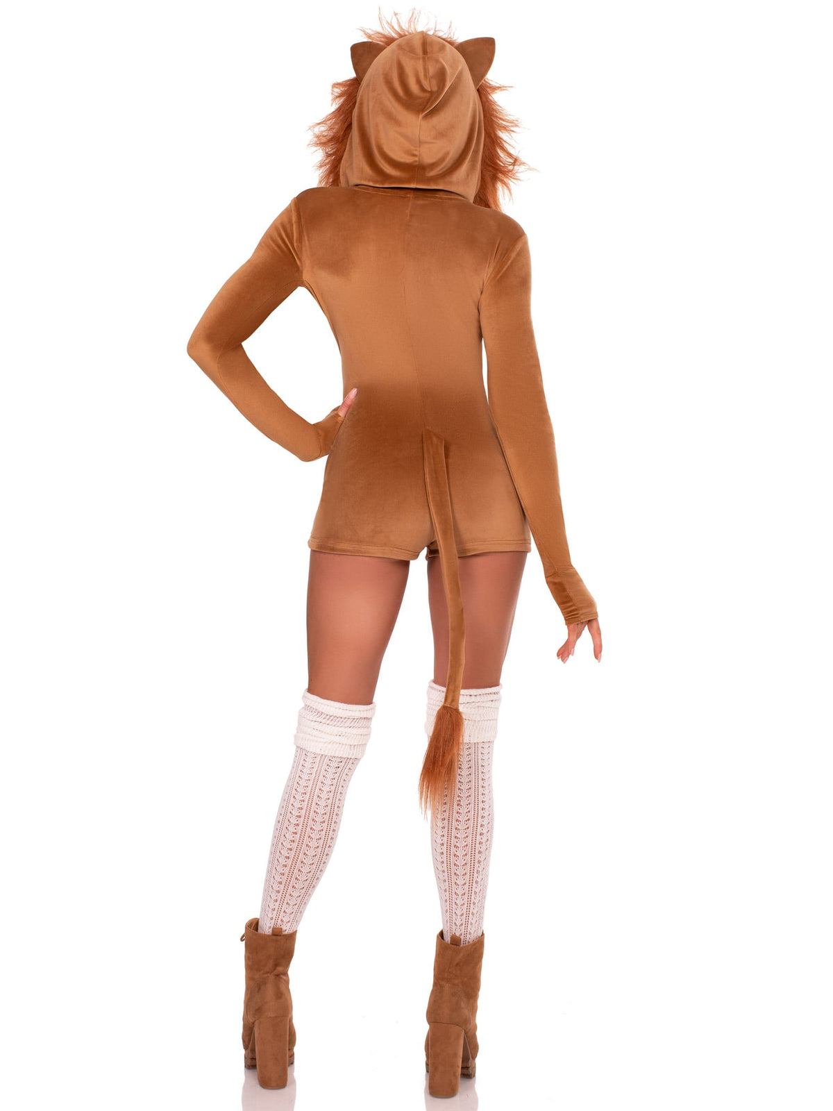1 PC Comfy Lion Costume, Includes Ultra-Soft Velvet Plush Gloved Romper with Tail and Mane Hood