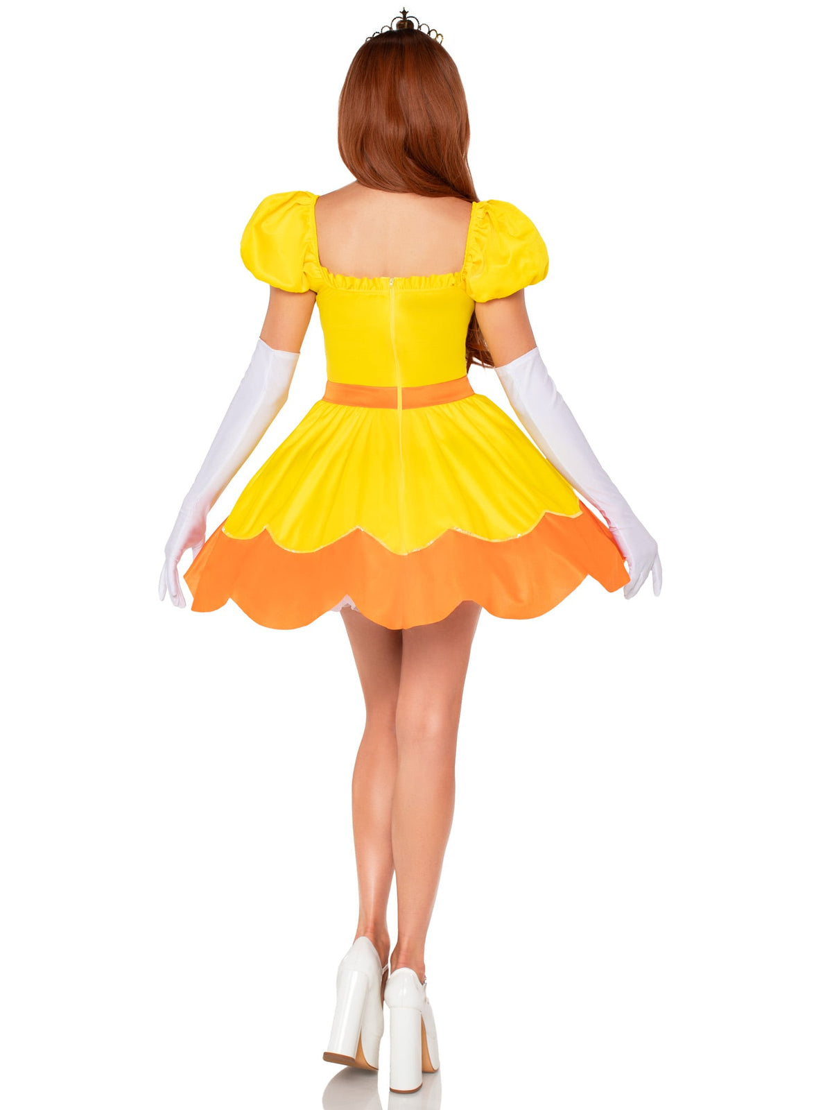 4 PC Sunflower Princess Costume, Includes Sequin Trimmed Dress, Pin-On Broach, Gloves, and Crown
