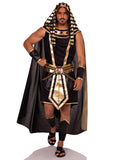 Men's 6 PC Pharaoh Costume, Includes Tank Top, Jeweled Collar with Attached Cape, Shorts with Attached Panel Belt, Wrist Cuffs, Leg Guards, and Head Piece