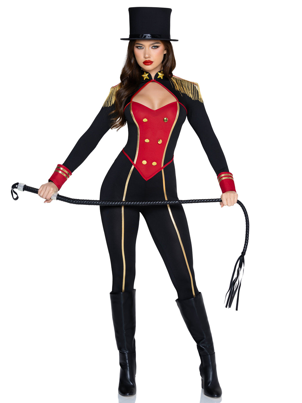 1 PC Commanding Ringmaster Costume, Includes Jumpsuit with Button Detail and Shoulder Epaulettes.