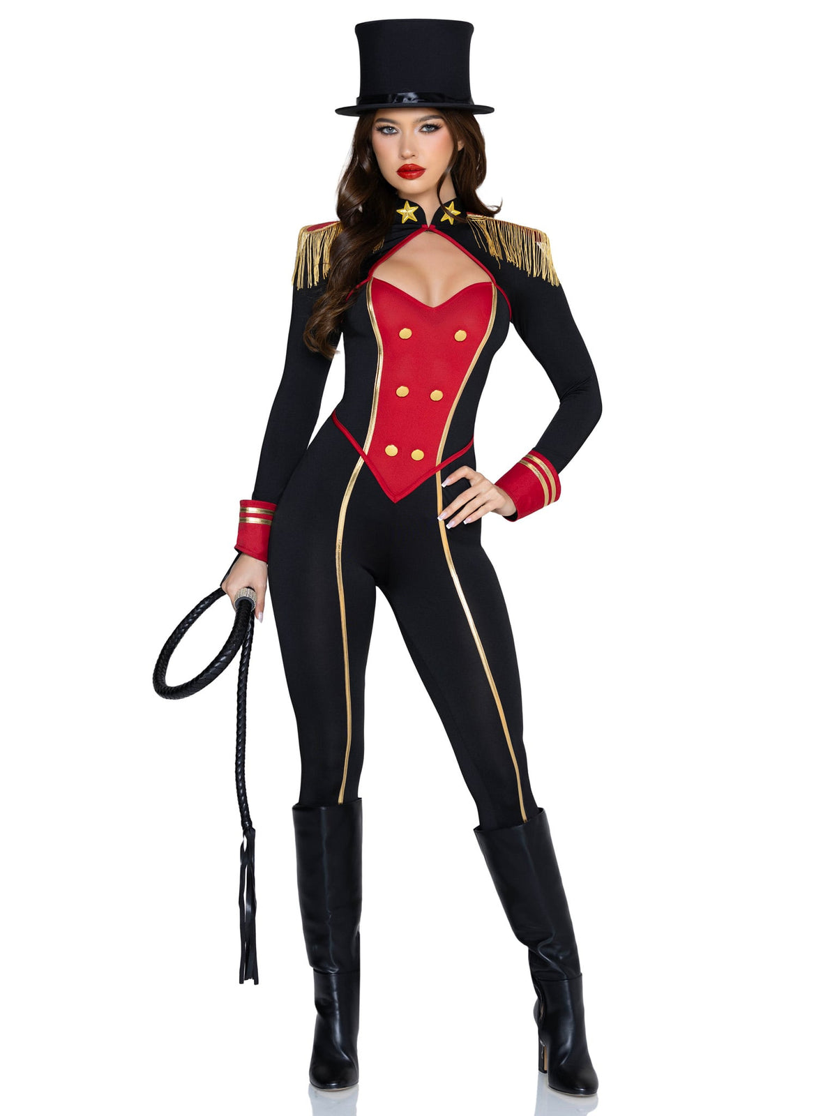 1 PC Commanding Ringmaster Costume, Includes Jumpsuit with Button Detail and Shoulder Epaulettes.