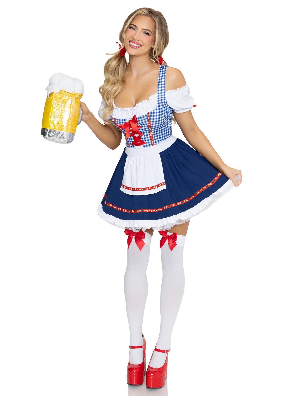 Oktoberfest Cutie Costume, Includes Gingham Apron Dress with Ribbon Trim