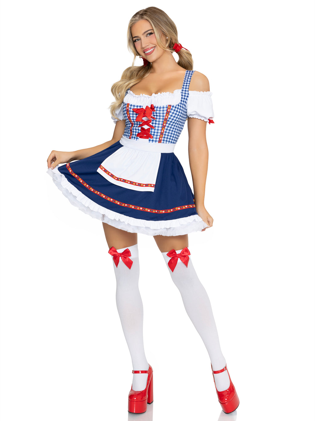 Oktoberfest Cutie Costume, Includes Gingham Apron Dress with Ribbon Trim