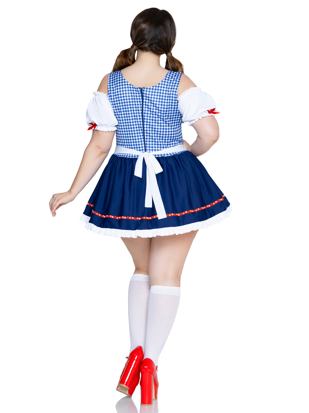 Plus Size 1 PC Oktoberfest Cutie Costume, Includes Gingham Apron Dress with Ribbon Trim.