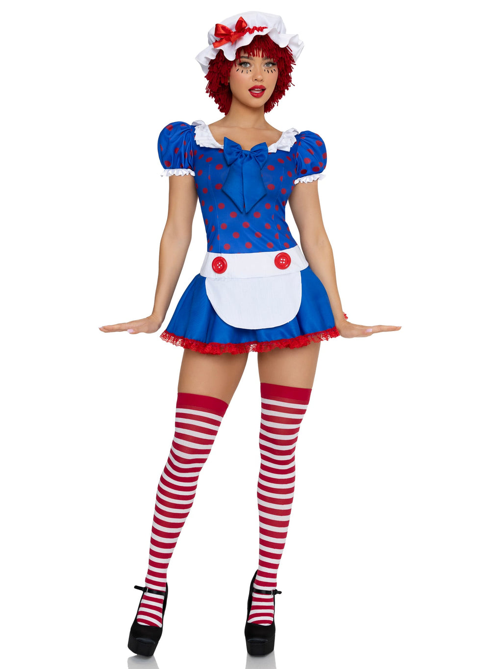 2 PC Darling Rag Doll Costume, Includes Apron Dress with Built-In Petticoat and Bonnet.