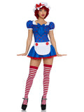 2 PC Darling Rag Doll Costume, Includes Apron Dress with Built-In Petticoat and Bonnet.