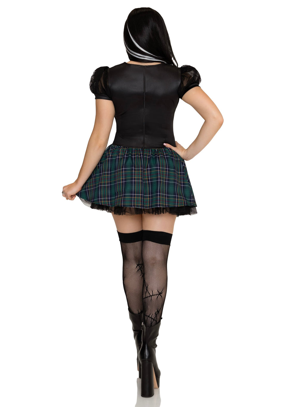 2 PC Stitched Up Sweetie Costume, Includes Dress with Lace-Up Side Detail and (4) Highlight Clip-In Hair Extensions