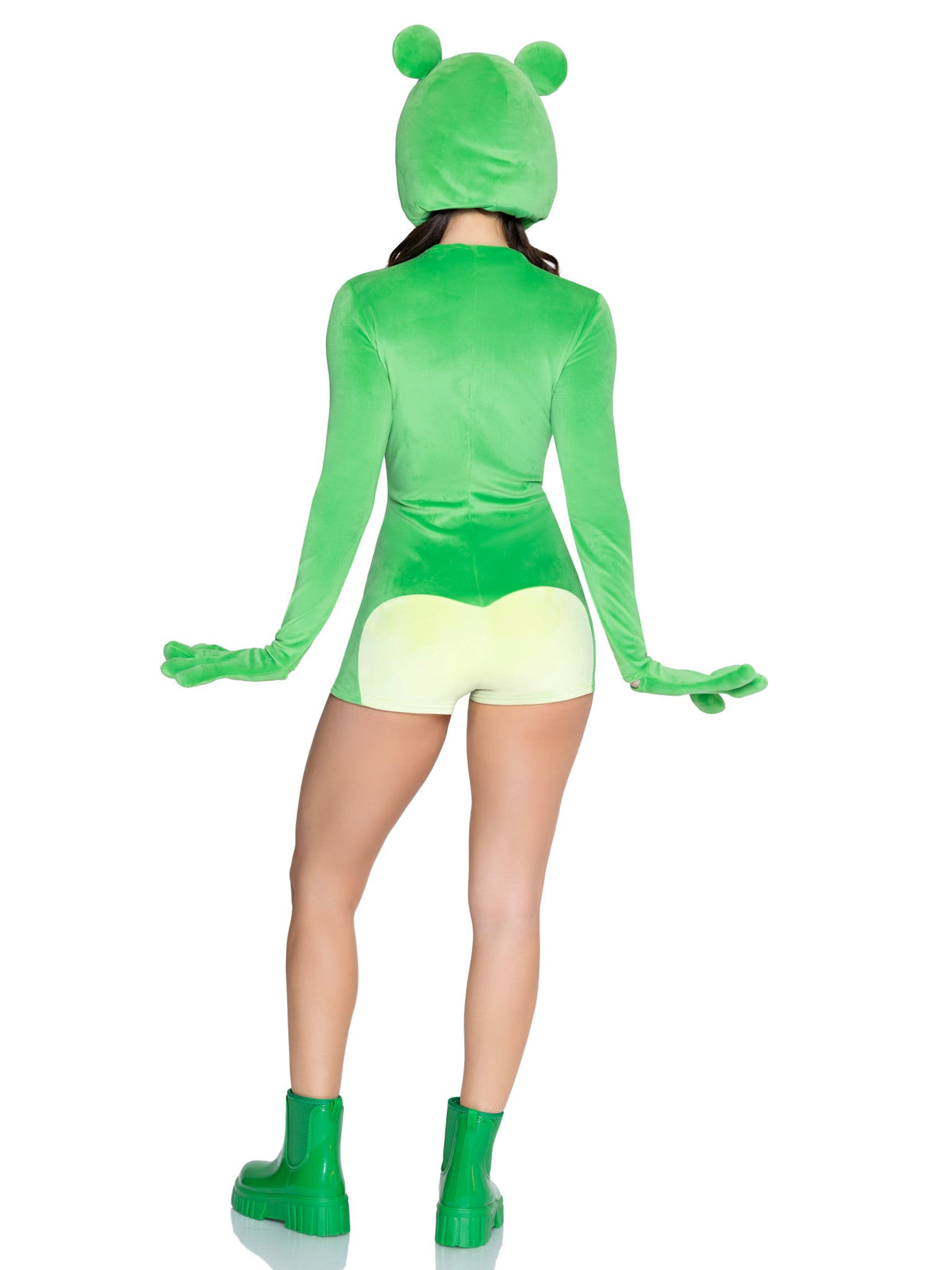 2 PC Flirty Froggy Costume, Includes Ultra-Soft Gloved Romper Cheeky Butt Detail and Bonnet.