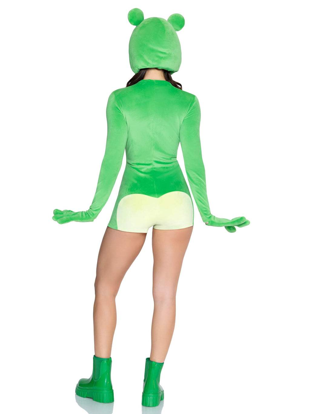 2 PC Flirty Froggy Costume, Includes Ultra-Soft Gloved Romper Cheeky Butt Detail and Bonnet.