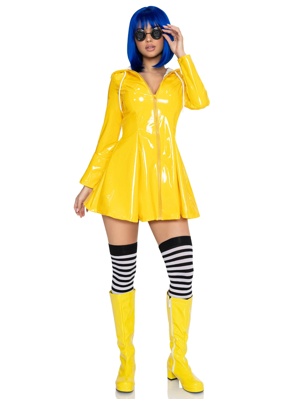 2 PC Rainy Day Rebel Costume, Includes Raincoat Dress and Glasses.