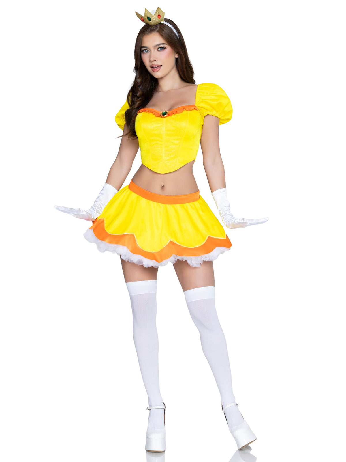 3 PC Flirty Flower Princess Costume, Includes Boned Top with Jewel Accent, Skirt, and Headband.