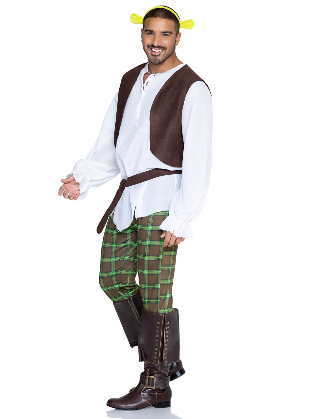 Men's 5 PC Swamp Thing Costume, Includes Tunic Shirt, Vest, Pants, Belt, and Headband.
