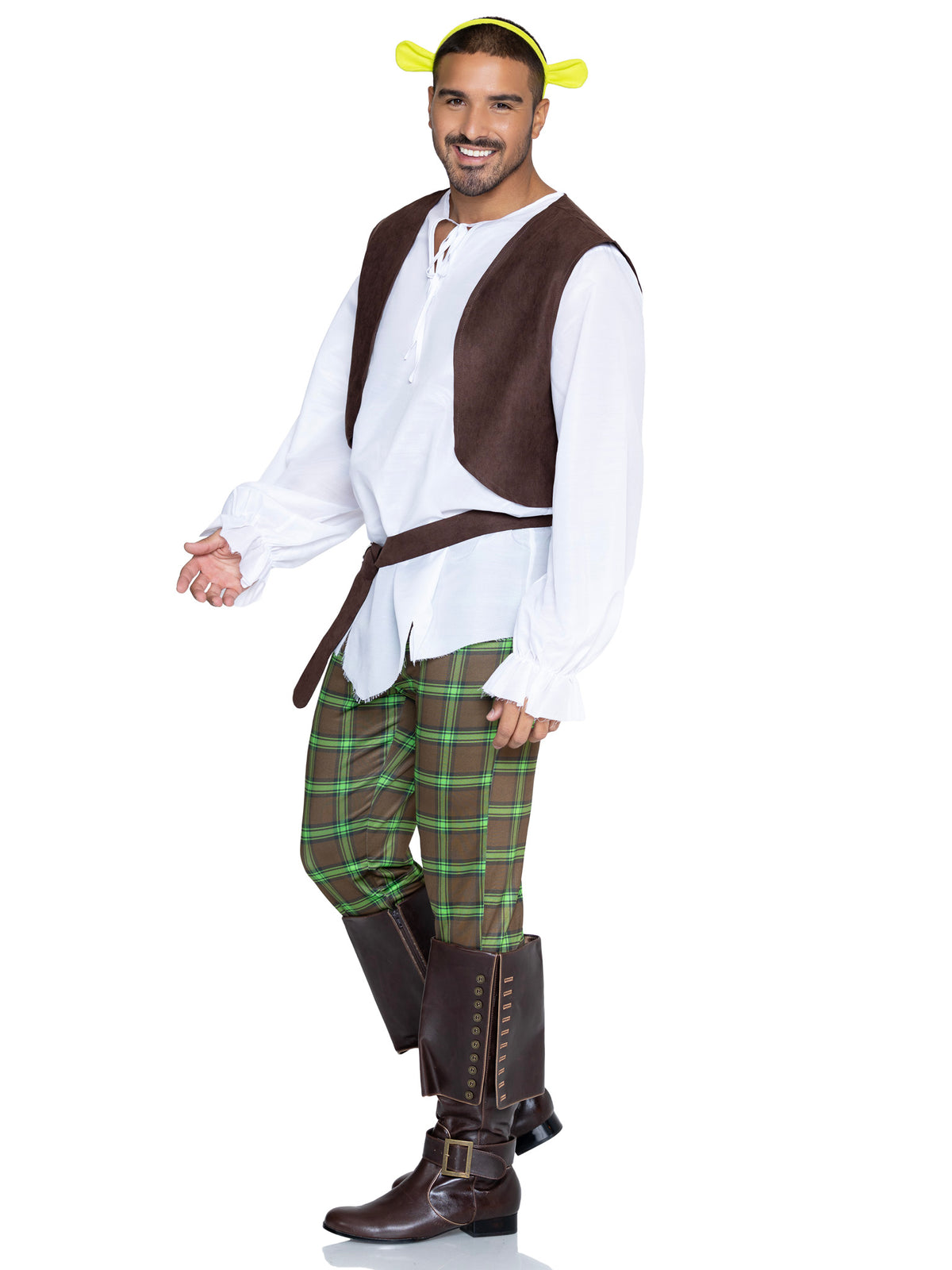 Men's 5 PC Swamp Thing Costume, Includes Tunic Shirt, Vest, Pants, Belt, and Headband.