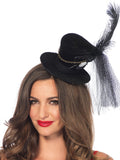 Steampunk Velvet Top Hat with Chain and Feather Accent