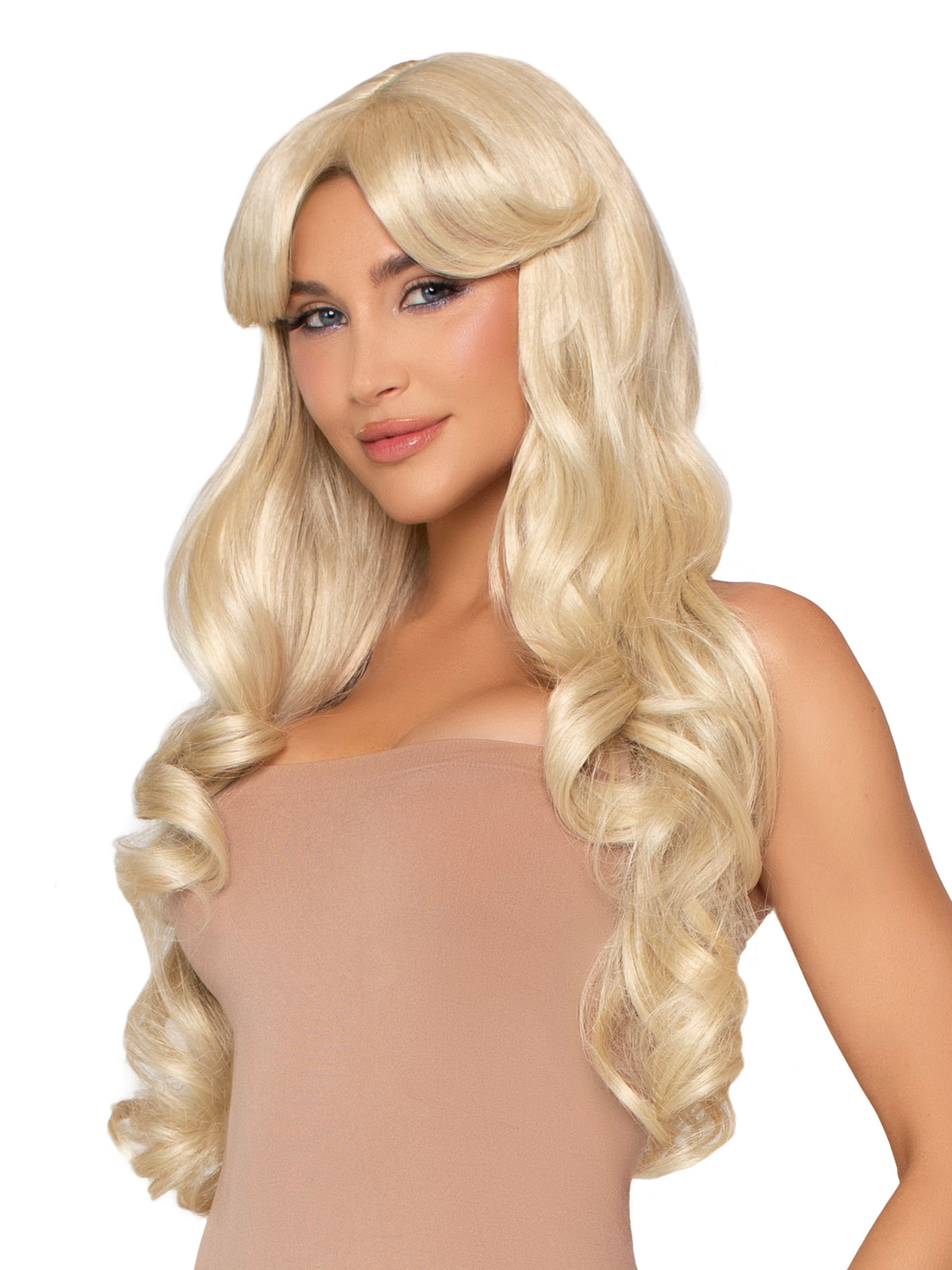27” Curtain Bang Wavy Wig