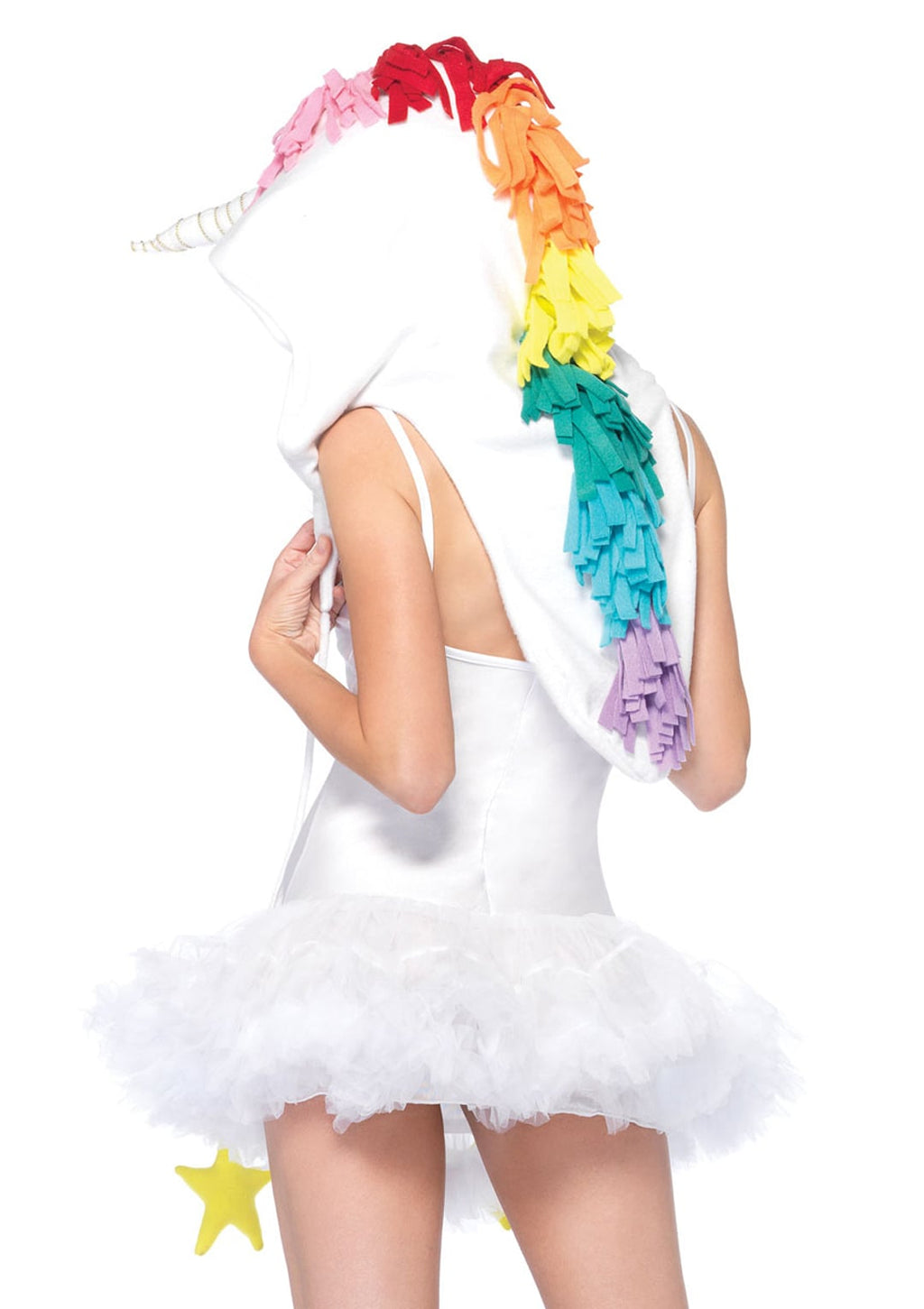 Fleece Unicorn Hood with Star Ties