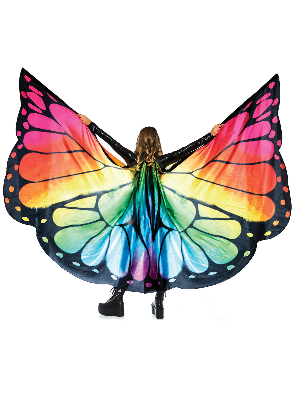 Festival Butterfly Wing Halter Cape with Wrist Straps and Support Sticks