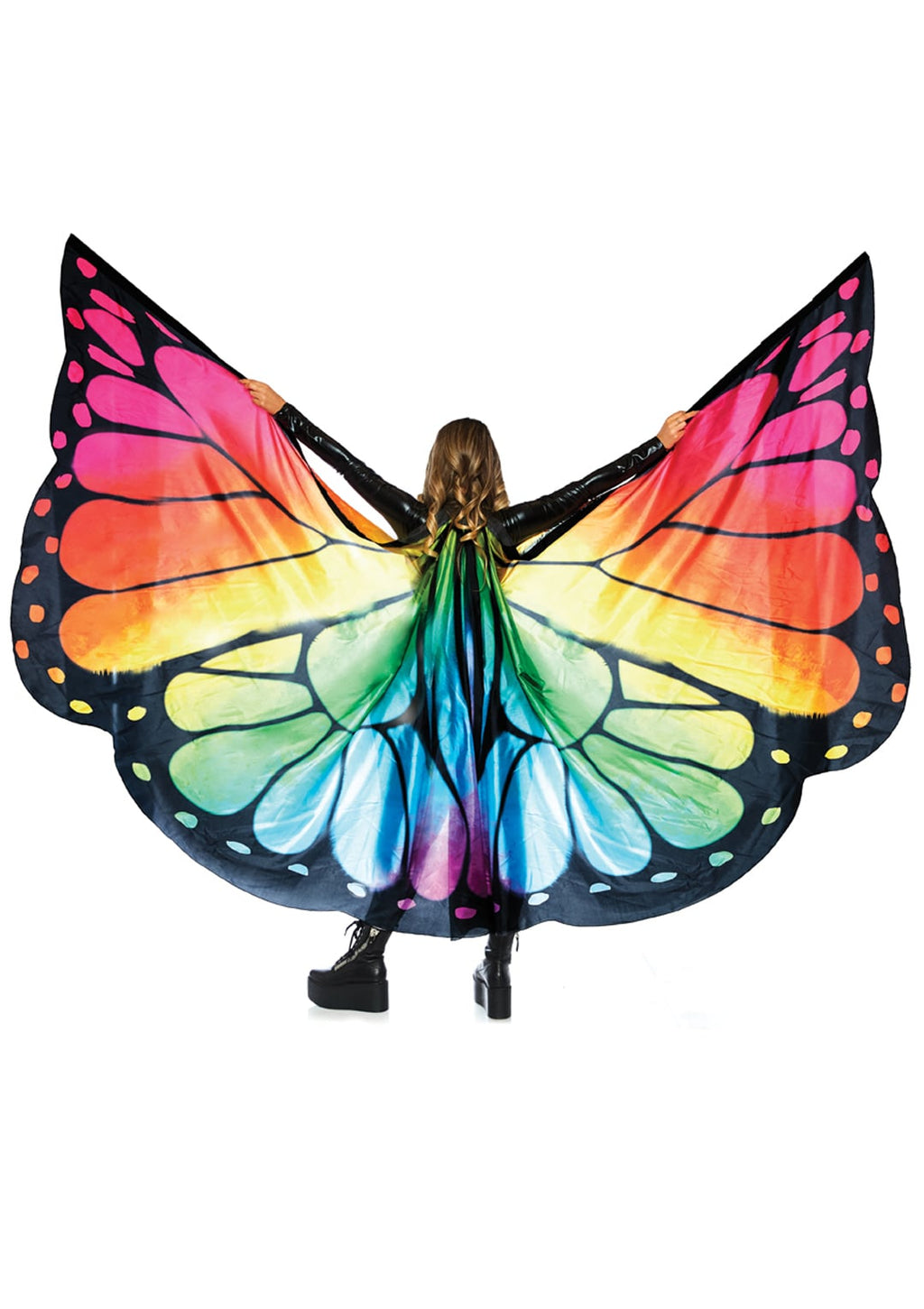 Festival Butterfly Wing Halter Cape with Wrist Straps and Support Sticks