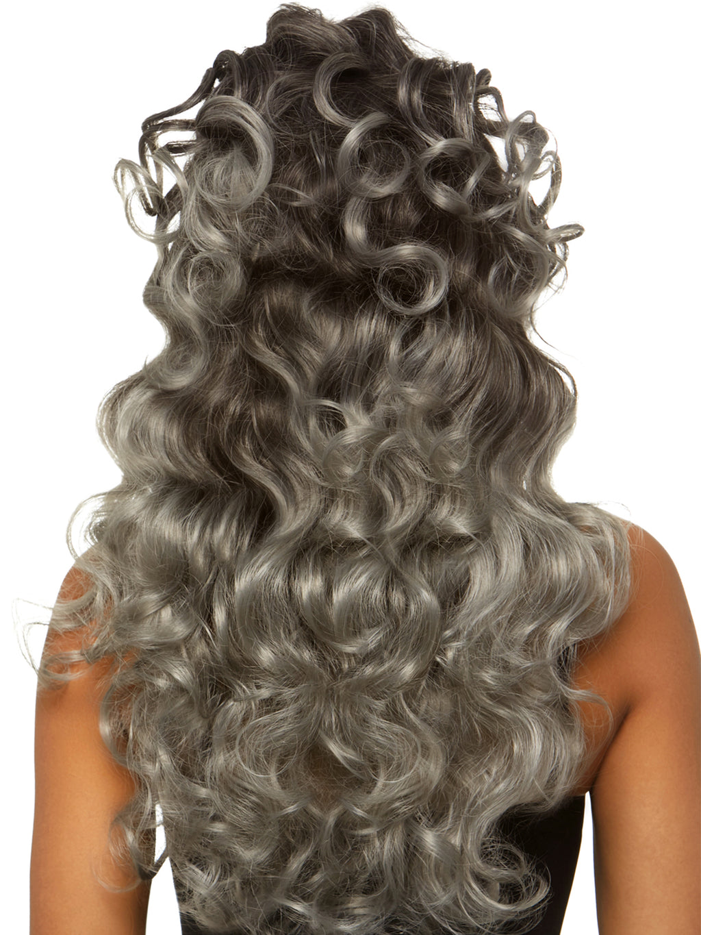 24"" Long Curly Wispy Bang Wig with Half Up Pony