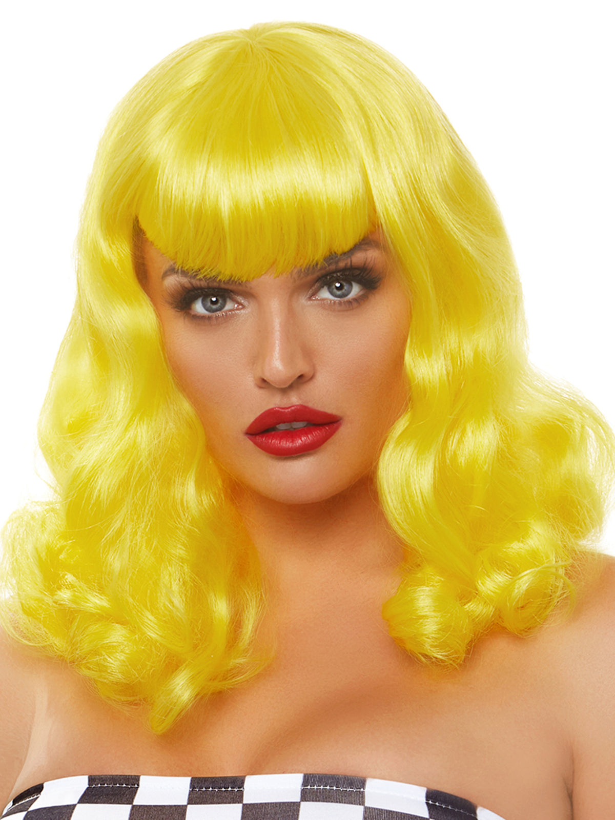 16"" Retro Bang Curly Wig