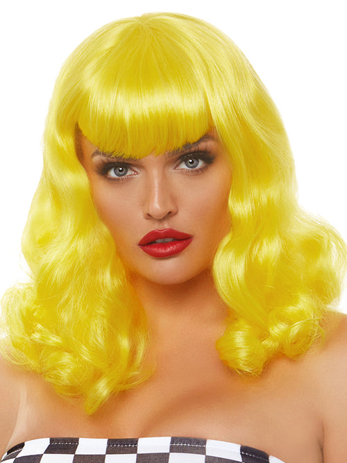 16"" Retro Bang Curly Wig