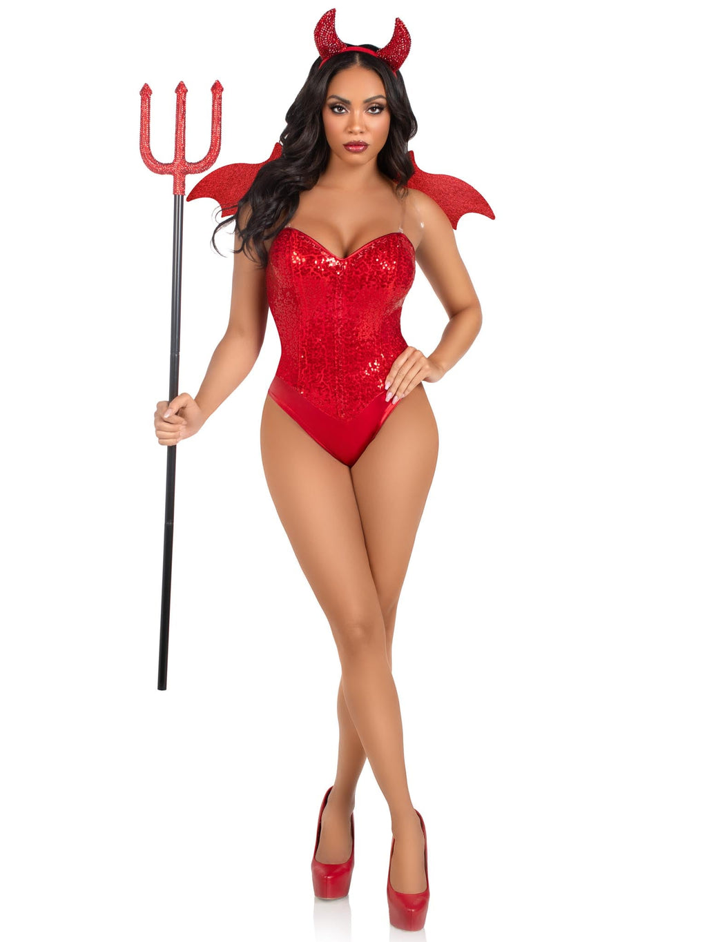 2 PC Rhinestone Devil Costume Kit, Includes Wings and Horn Headband