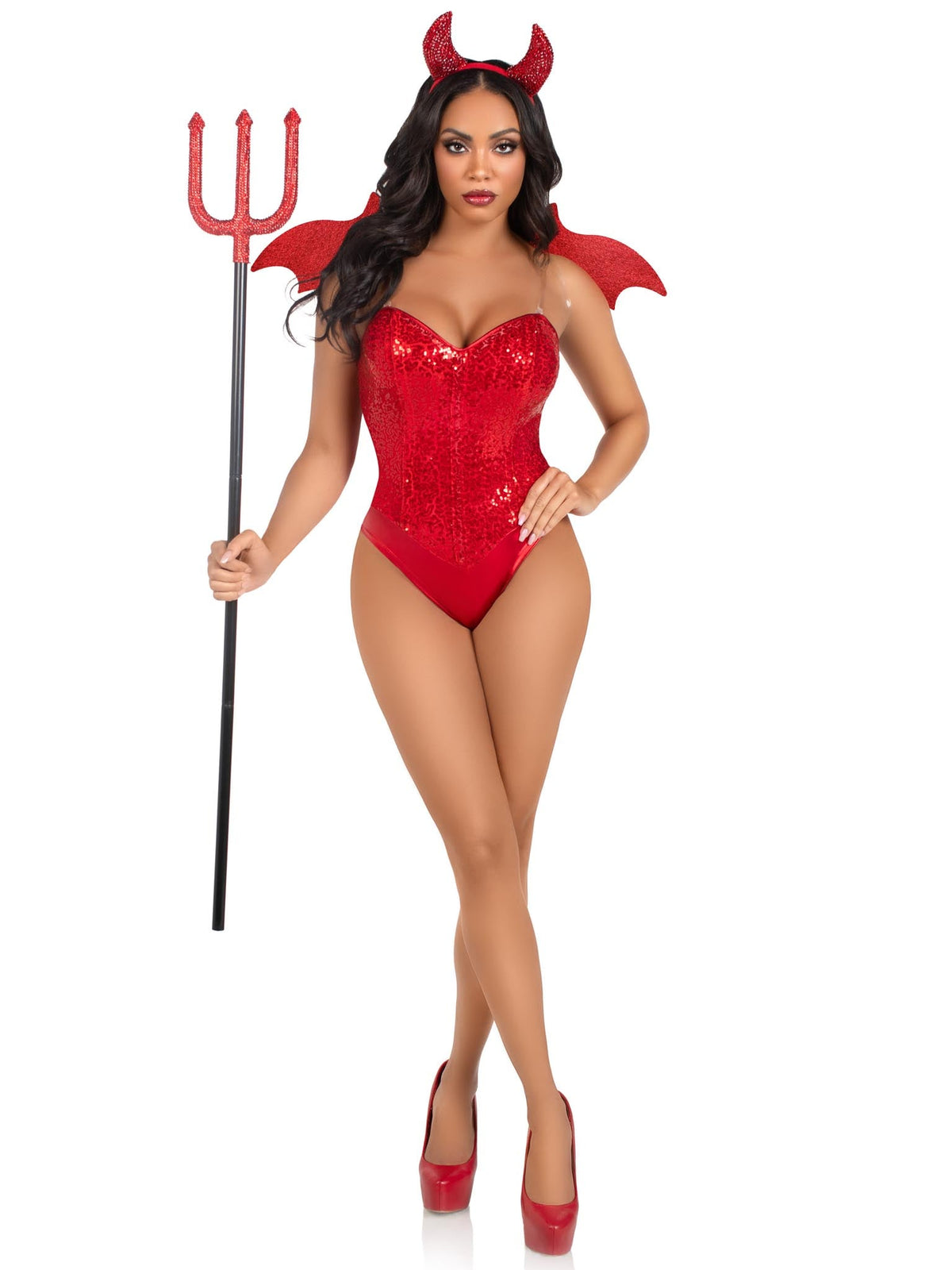 2 PC Rhinestone Devil Costume Kit, Includes Wings and Horn Headband