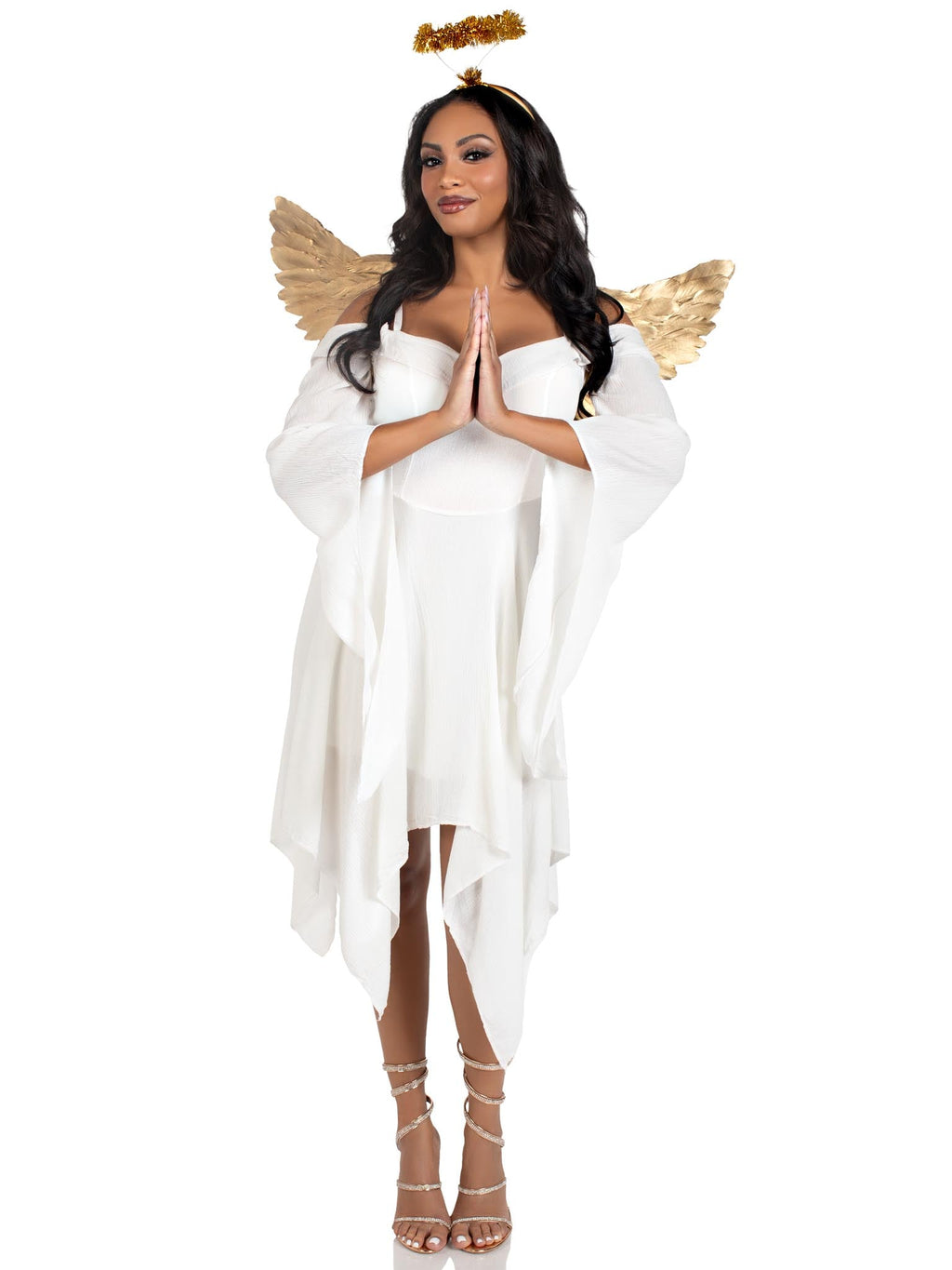 2 PC Metallic Angel Costume Kit, Includes Angel Wings and Tinsel Halo Headband