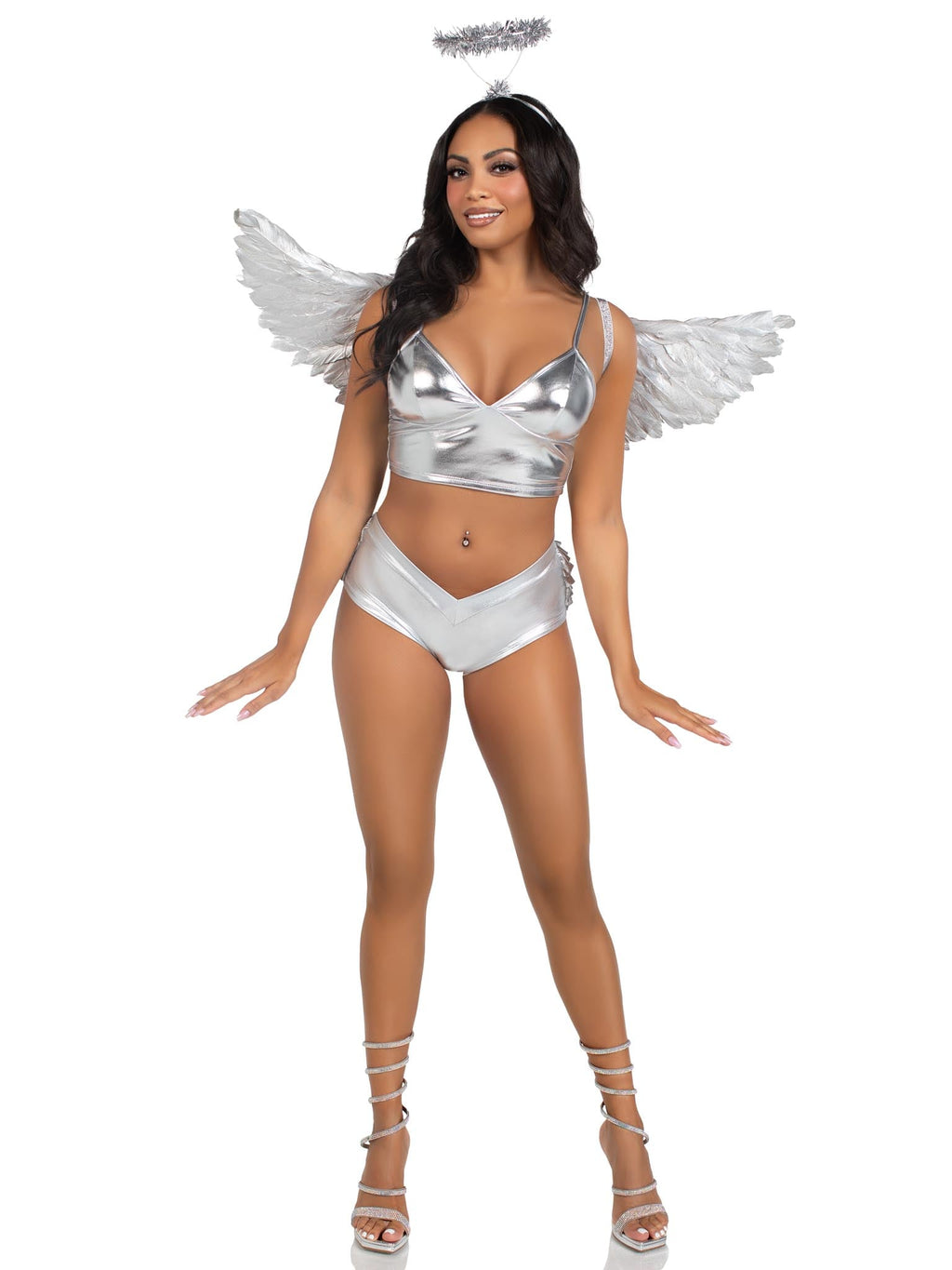 2 PC Metallic Angel Costume Kit, Includes Angel Wings and Tinsel Halo Headband