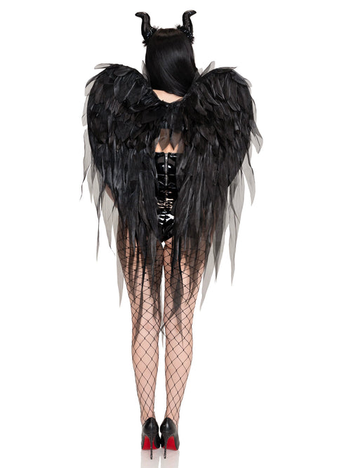 2 PC Dark Enchantress Chiffon Wings and Horn Headband.