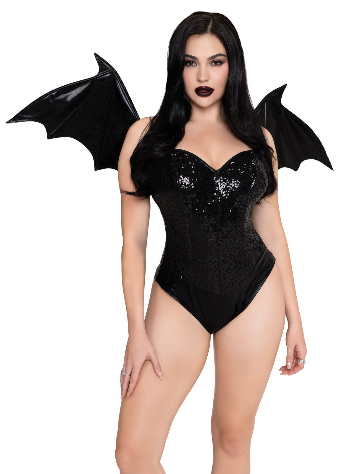 Wet Look Strapless Bat Wings