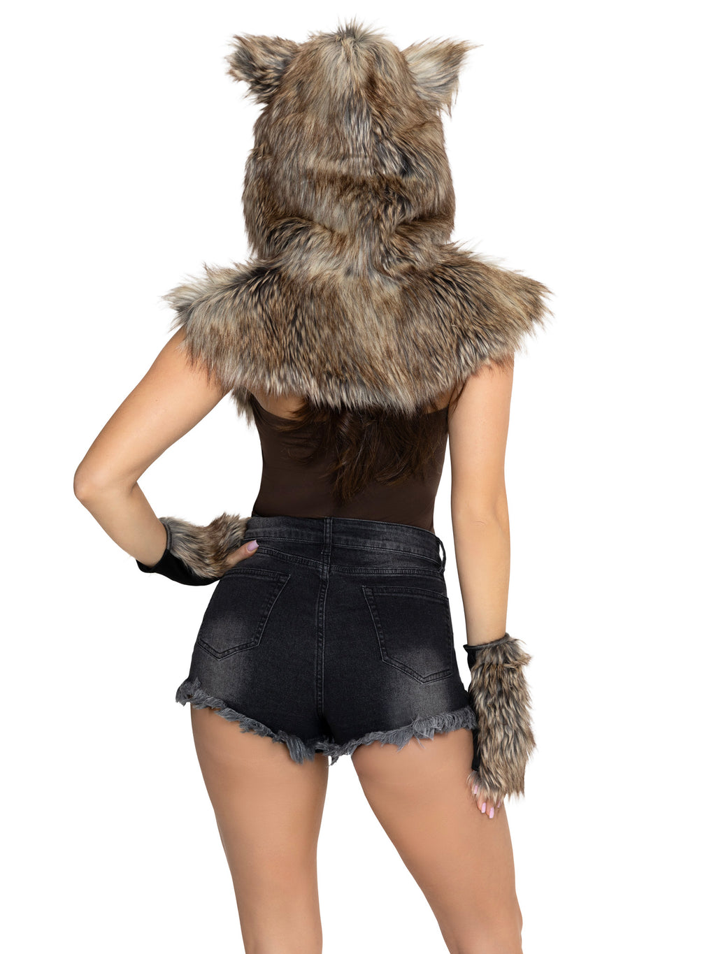 2 PC Wolf Costume Kit, Includes Furry Hood and Gloves.