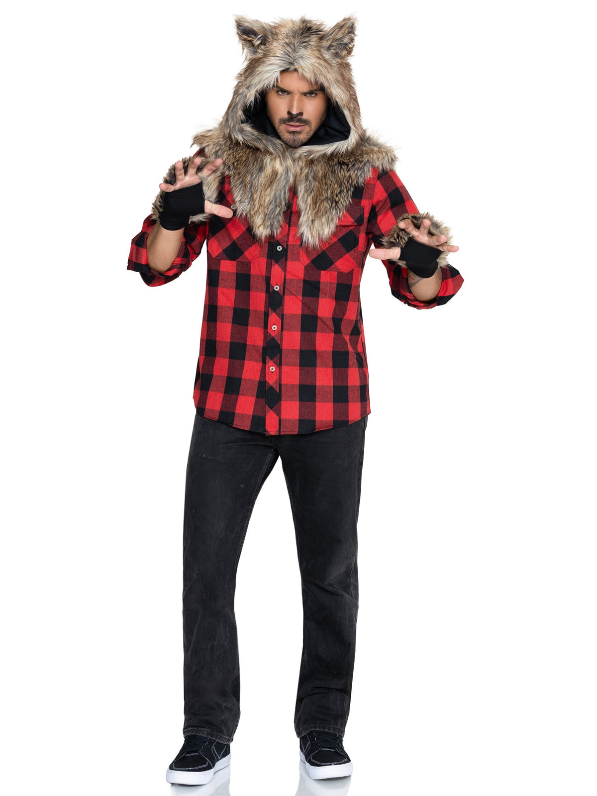 2 PC Wolf Costume Kit, Includes Furry Hood and Gloves.