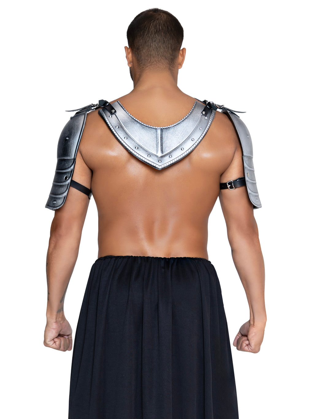 Men's 4 PC Armor Costume Kit, Includes Molded Chest and Back Plate with Shoulder Guards, Connected with Adjustable Buckle Straps.