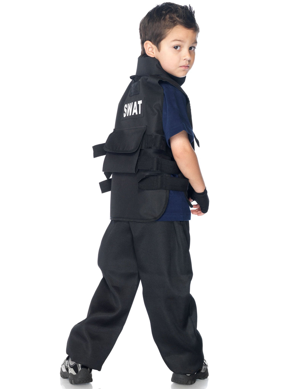 Boy’s 2 PC SWAT Commander Costume, Includes Utility Vest and Fingerless Gloves
