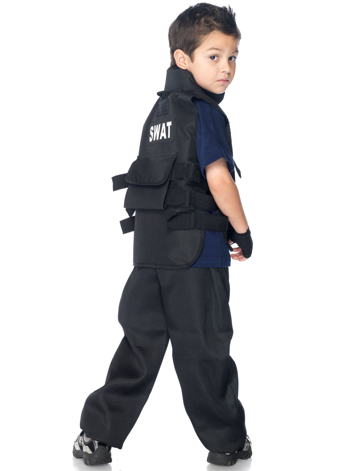 Boy’s 2 PC SWAT Commander Costume, Includes Utility Vest and Fingerless Gloves