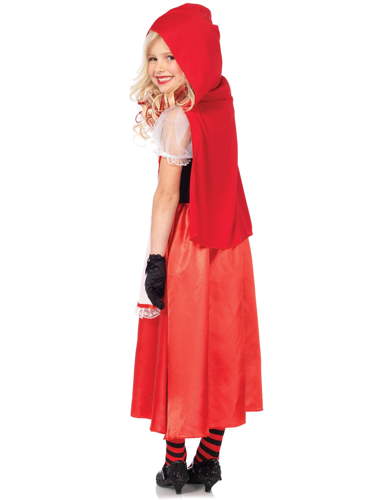 Girl’s 2 PC Red Riding Hood Costume, Includes Long Apron Dress and Detachable Hooded Cape