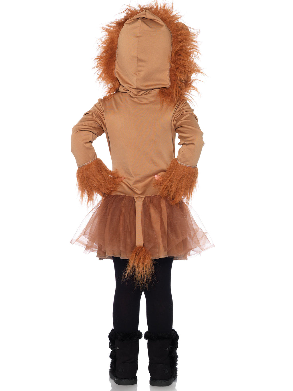 Girl’s 1 PC Cuddly Lion Costume, Includes Zipper Front Petticoat Dress With Attached Tail and Furry Lion Mane Hood
